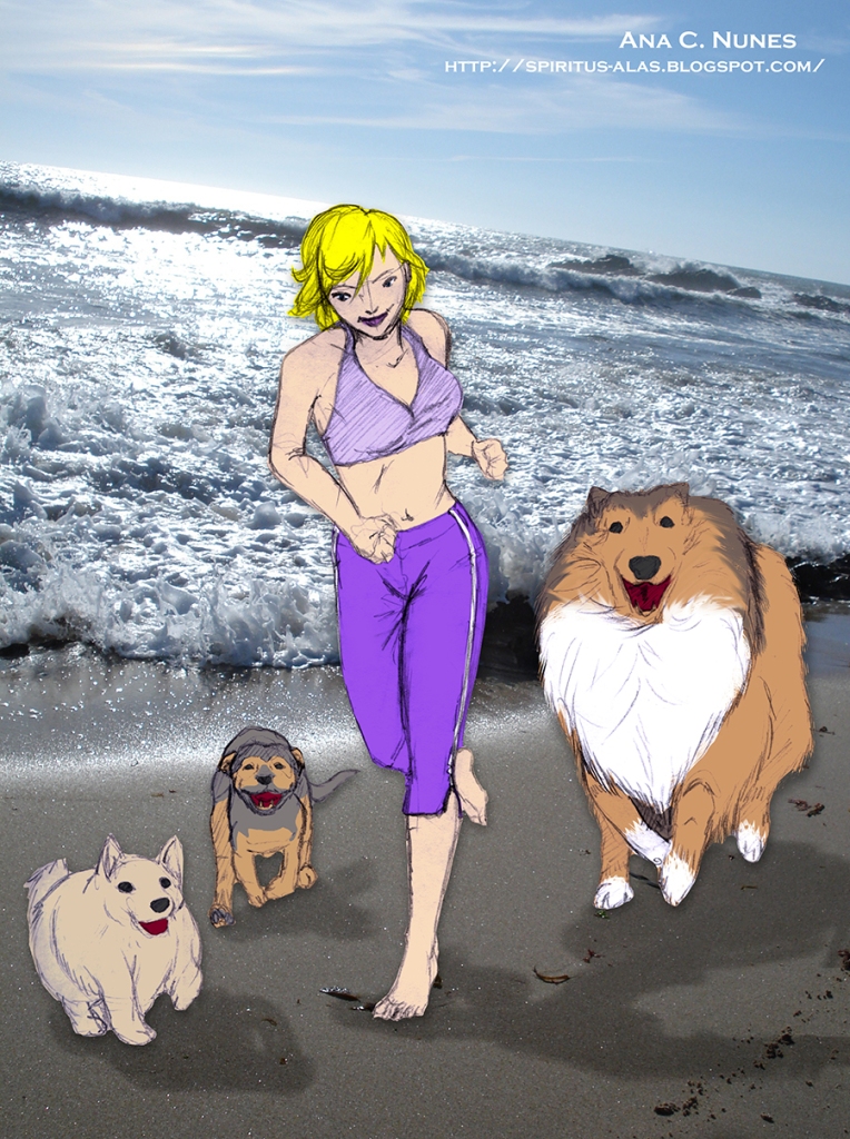 Garnath a passear os cães na praia (romance 